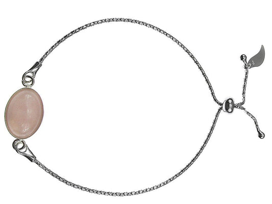 Bratara argint reglabila cu cuart roz oval 14x10 MM - GlamBazaar.ro