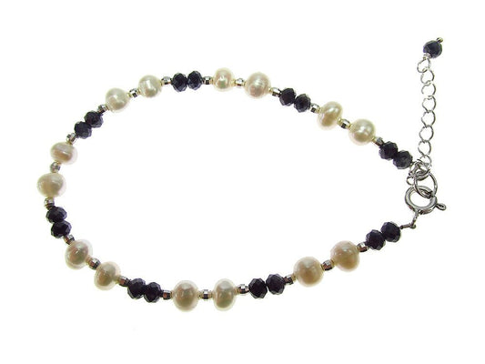 Bratara safir fatetat si perle de cultura cu argint - GlamBazaar.ro