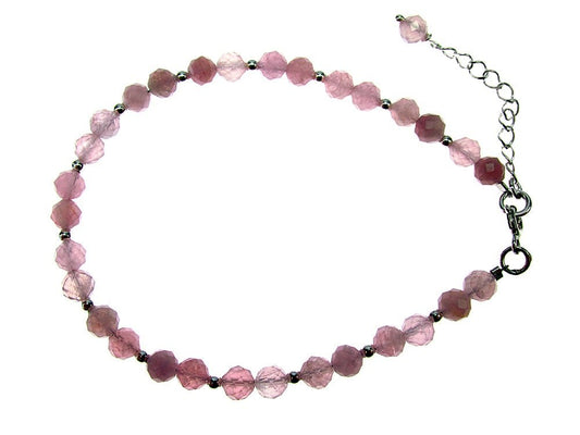 Bratara turmalina roz naturala fatetată cu argint - GlamBazaar.ro