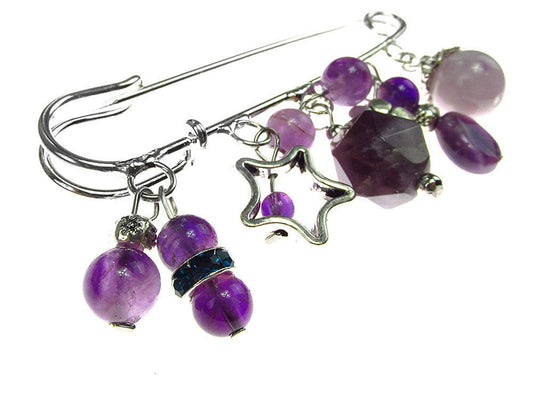 Brosa ac de siguranta supradimensionat cu ametist - GlamBazaar.ro