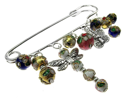 Brosa ac de siguranta supradimensionat libelula cloisonne - GlamBazaar.ro