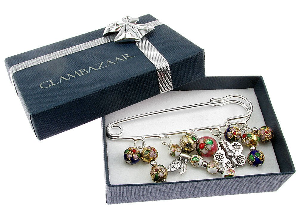 Brosa ac de siguranta supradimensionat libelula cloisonne - GlamBazaar.ro