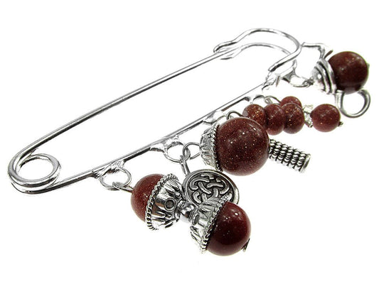 Brosa ac de siguranta supradimensionat piatra soarelui maro - GlamBazaar.ro