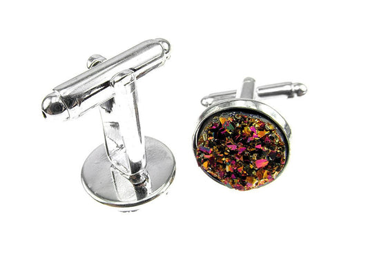 Butoni camasa cu rasina druzy aramiu 12 mm - GlamBazaar.ro