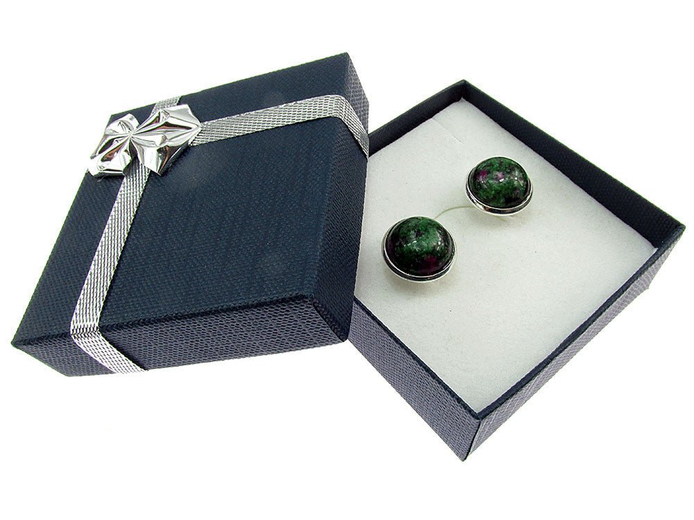 Butoni camasa cu rubin - zoisit natural 12 mm - GlamBazaar.ro