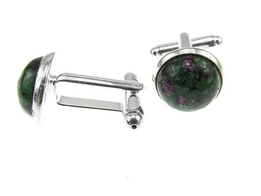 Butoni camasa cu rubin - zoisit natural 12 mm - GlamBazaar.ro