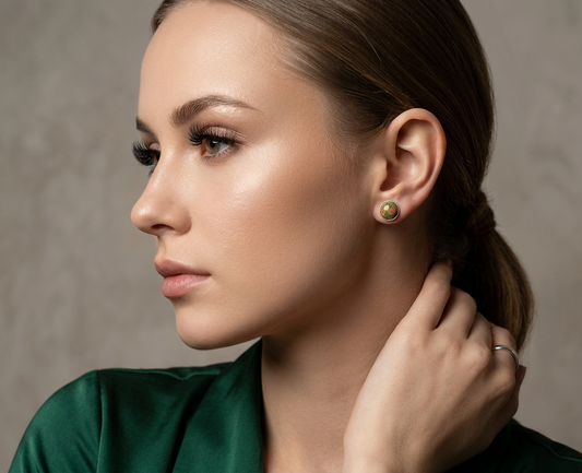 Cercei argint cu unakit natural 10 MM