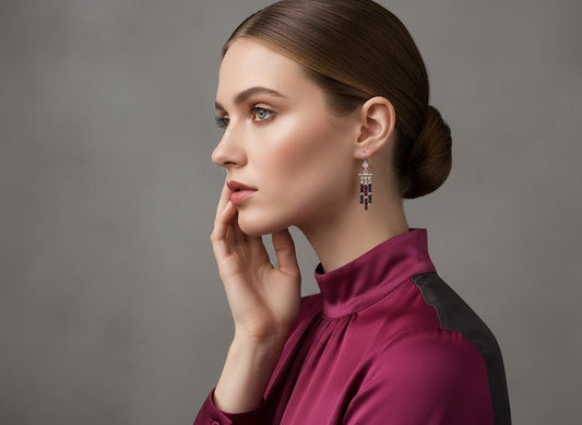 Cercei argint candelabru cu rubin si spinel fatetat - GlamBazaar.ro