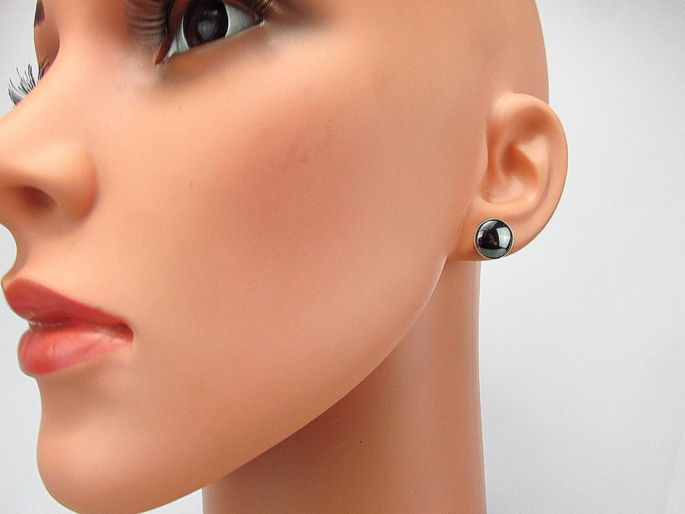 Cercei argint cu hematit 10 MM - GlamBazaar.ro