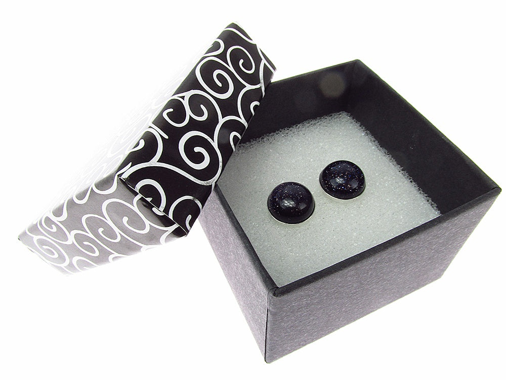 Cercei argint cu Piatra Soarelui albastra 10 MM