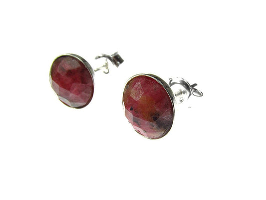 Cercei argint cu rodonit natural fatetat 8 MM - GlamBazaar.ro