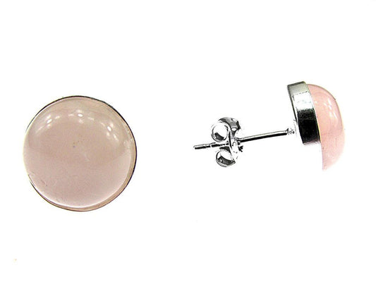 Cercei argint cuart roz natural 10 MM - GlamBazaar.ro