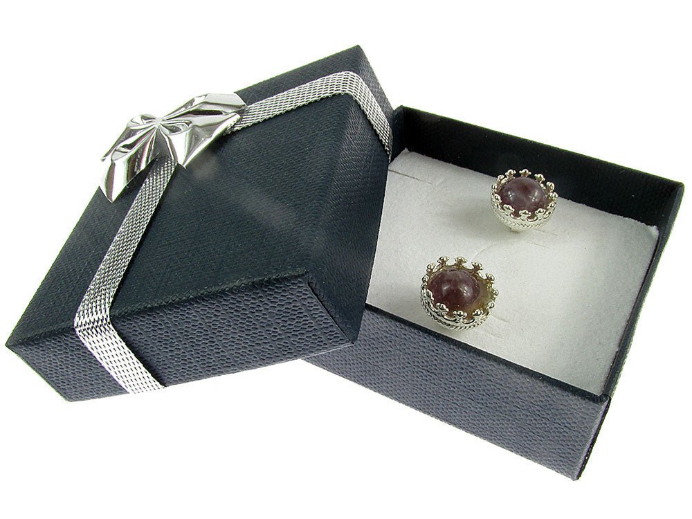 Cercei argint model coroana cu ametist - GlamBazaar.ro