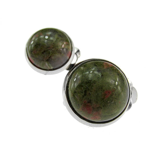 Cercei clips piatra naturala unakit 12 MM - GlamBazaar.ro