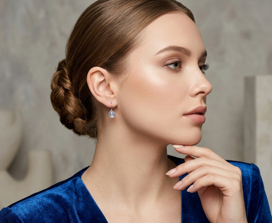 Cercei argint model clasic cu calcedonie 10 MM