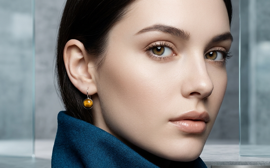 Cercei argint model clasic cu ochi de tigru natural 10 MM