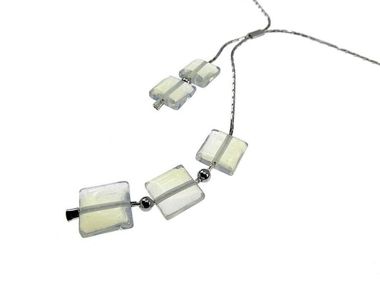 Colier argint asimetric cu opalit - GlamBazaar.ro