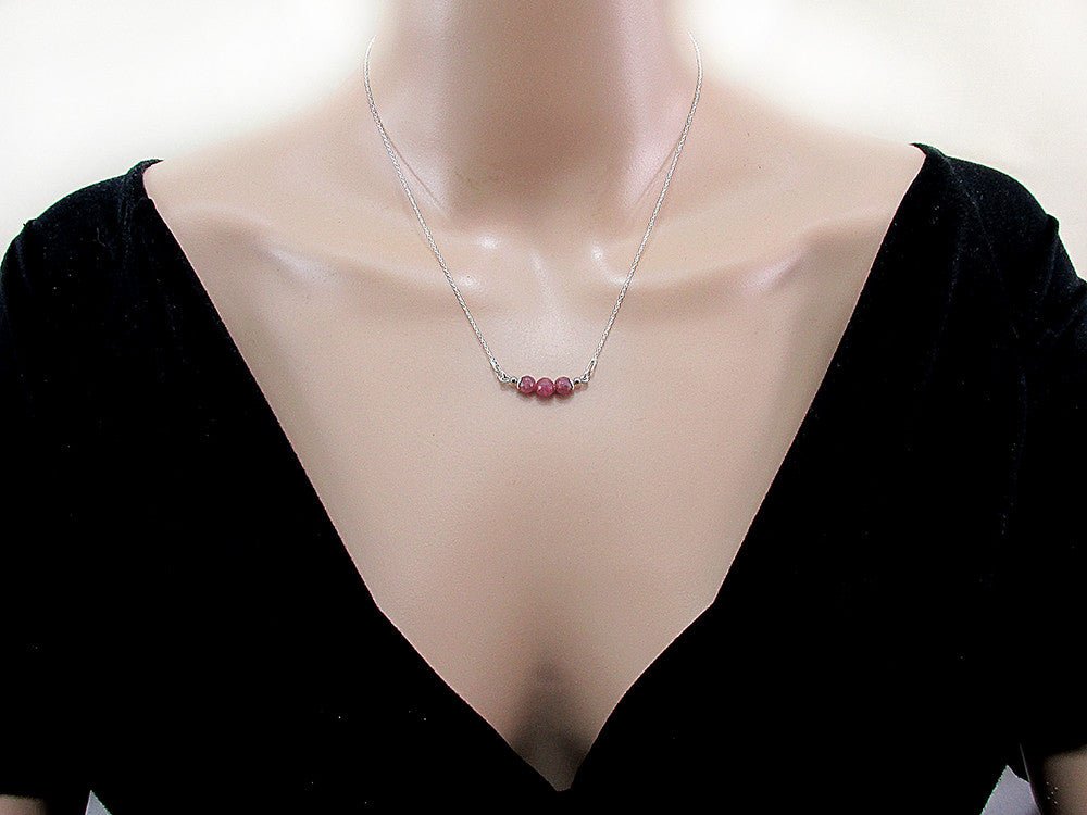 Colier argint cu rubin natural fatetat - GlamBazaar.ro