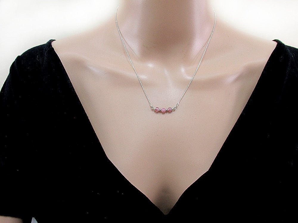 Colier argint cu turmalina roz naturala - GlamBazaar.ro