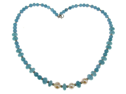 Colier cu angelit si perle de cultura - GlamBazaar.ro