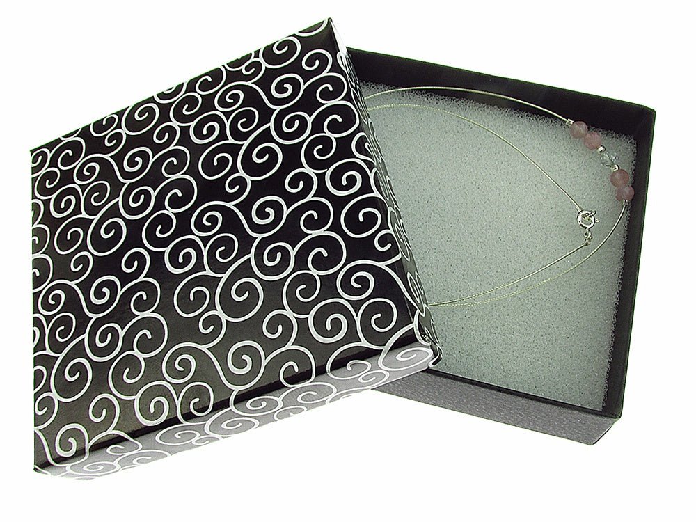 Colier fir argint cu turmalina roz si topaz - GlamBazaar.ro