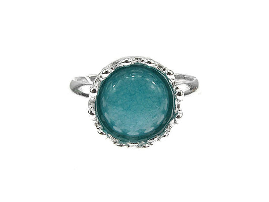 Inel argint reglabil coroana cu angelit natural 8 MM - GlamBazaar.ro