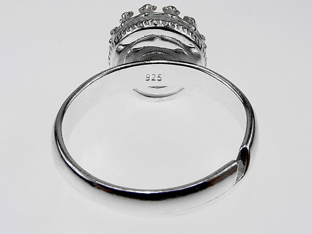 Inel argint reglabil coroana cu perla de cultura alba 8 MM - GlamBazaar.ro