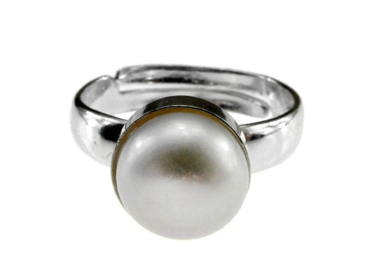 Inel argint reglabil cu perla de cultura alba 8 MM - GlamBazaar.ro