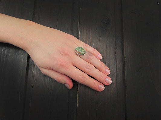 Inel argint reglabil cu unakit natural 18x13 MM - GlamBazaar.ro