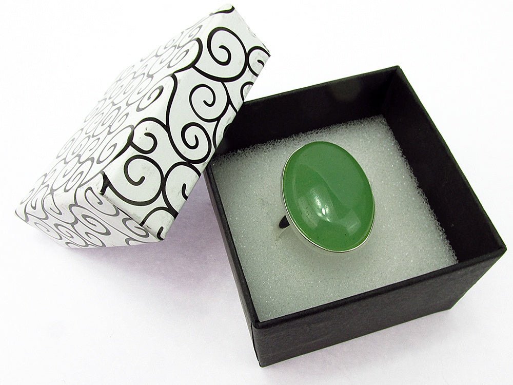 Inel argint reglabil masiv cu aventurin natural 25x18 MM - GlamBazaar.ro