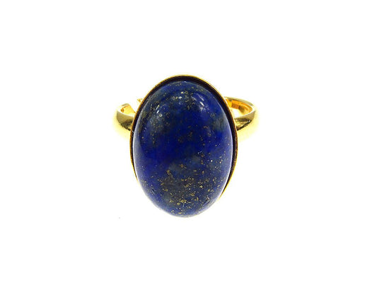 Inel argint reglabil placat cu aur cu lapis lazuli 14x10 MM - GlamBazaar.ro