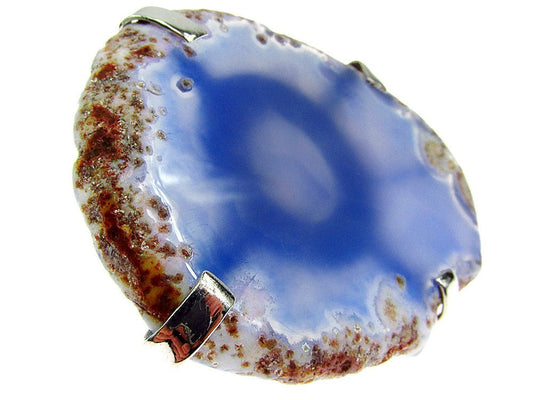 Inel reglabil statement masiv cu agat albastru natural 5A - GlamBazaar.ro