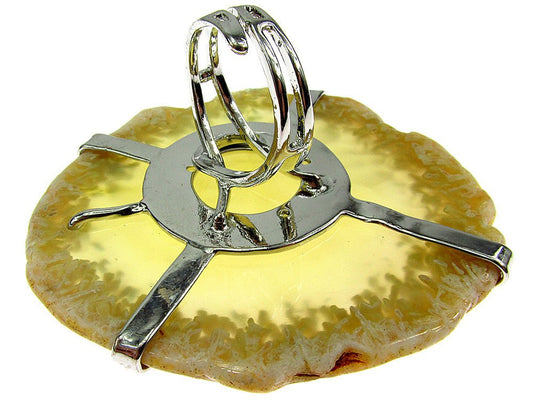 Inel reglabil statement masiv cu agat galben 8A - GlamBazaar.ro