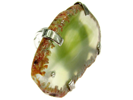 Inel reglabil statement masiv cu agat galben - vernil 15A - GlamBazaar.ro