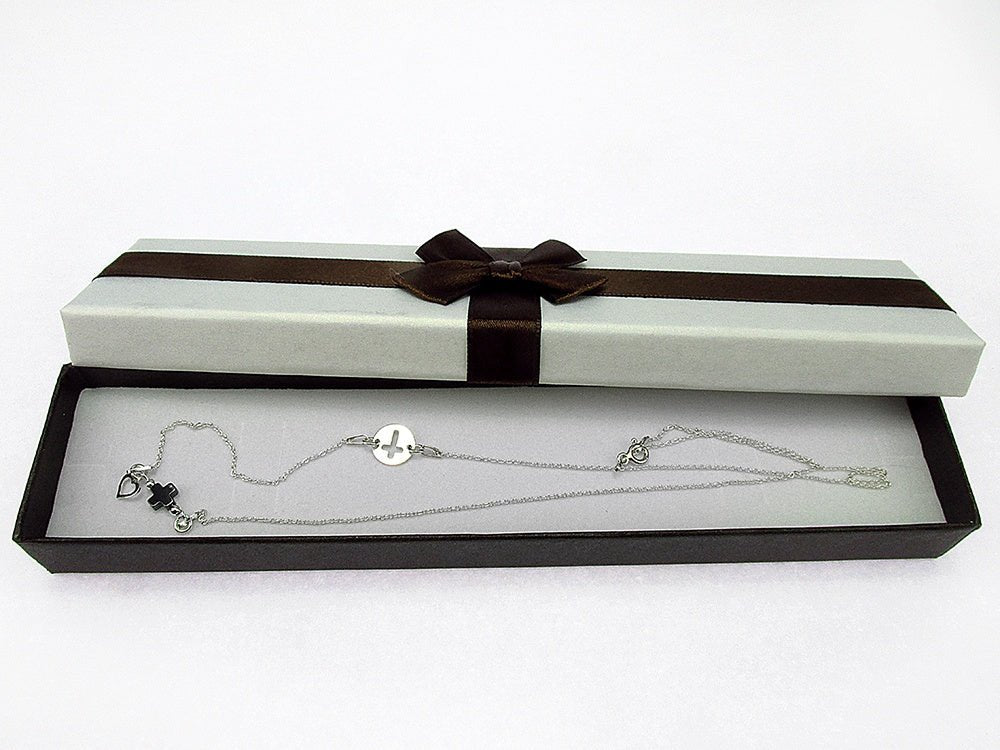 Lantisor argint cruciulita hematit natural - GlamBazaar.ro