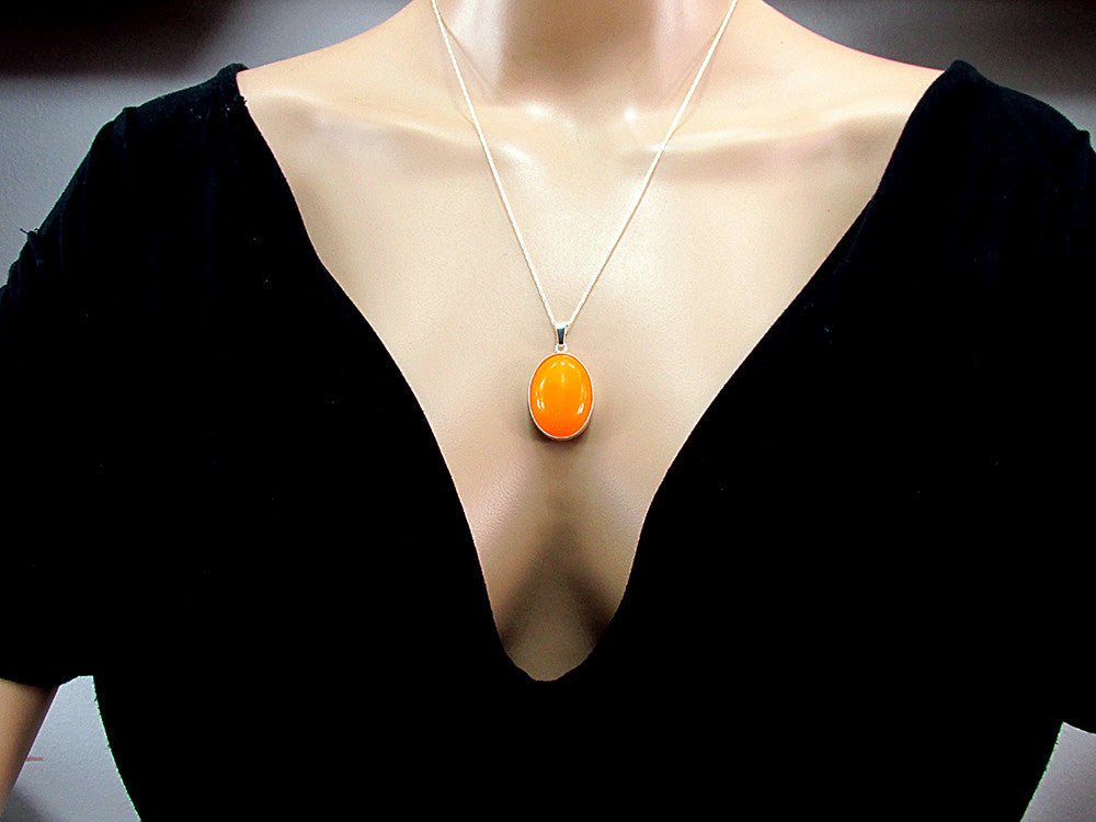 Pandantiv argint mare cu jad galben 25x18 MM - GlamBazaar.ro