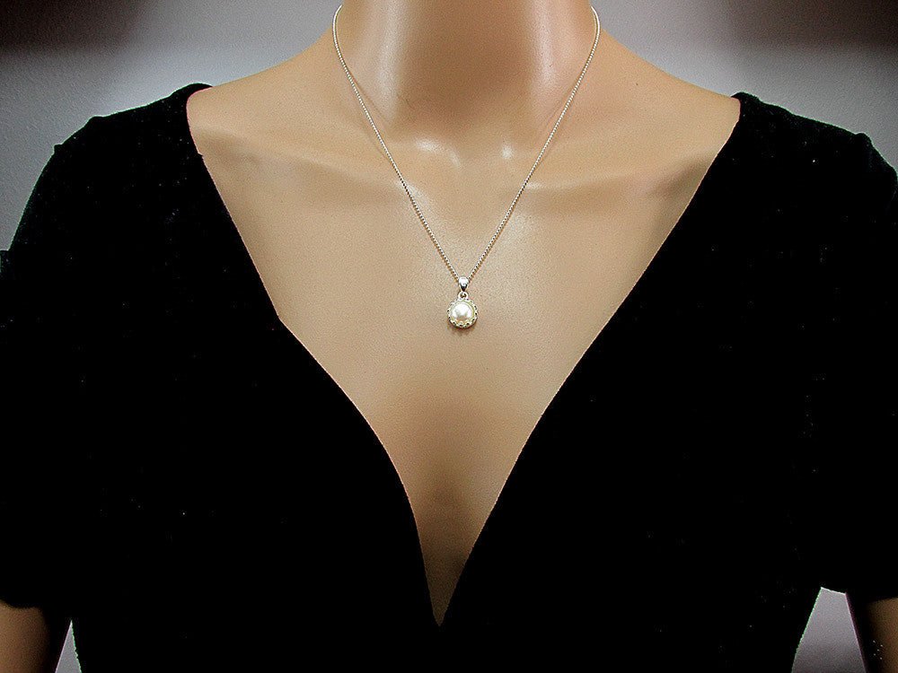 Set argint model coroana cu perle de cultura albe - GlamBazaar.ro