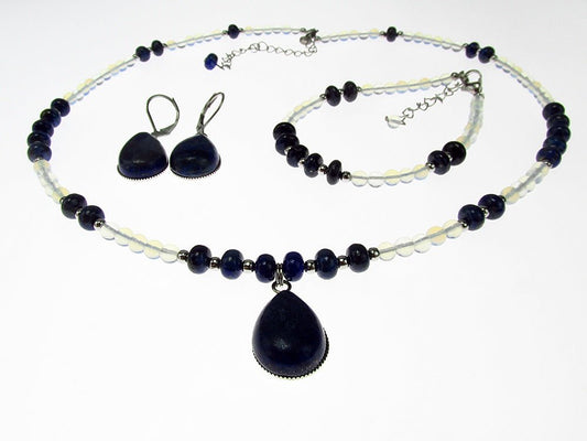 Set bijuterii dama opalit si lapis lazuli - GlamBazaar.ro