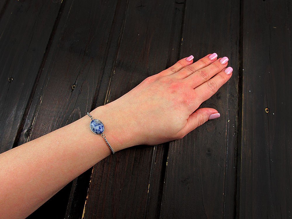 Set bratara si cercei inox cu sodalit - GlamBazaar.ro