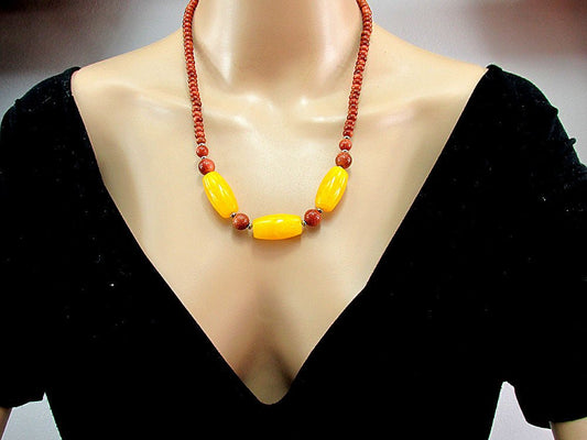 Set Piatra Soarelui maro si jad galben - GlamBazaar.ro