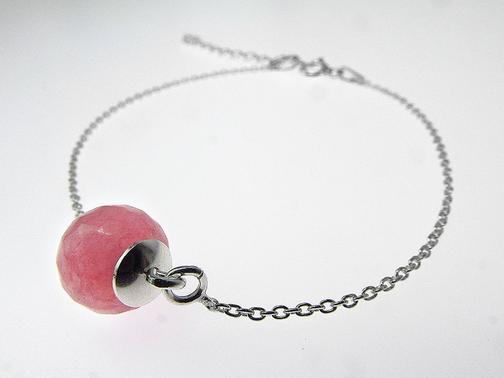 Bratara argint cu jad roz fatetat - GlamBazaar.ro