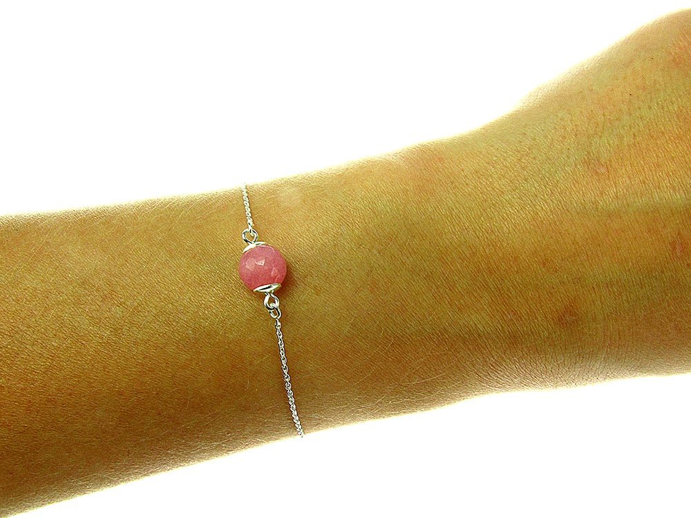 Bratara argint cu jad roz fatetat - GlamBazaar.ro