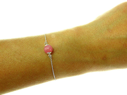 Bratara argint cu jad roz fatetat - GlamBazaar.ro