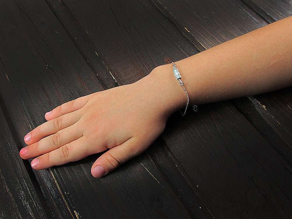 Bratara argint fetite cu acvamarin fatetat natural - GlamBazaar.ro