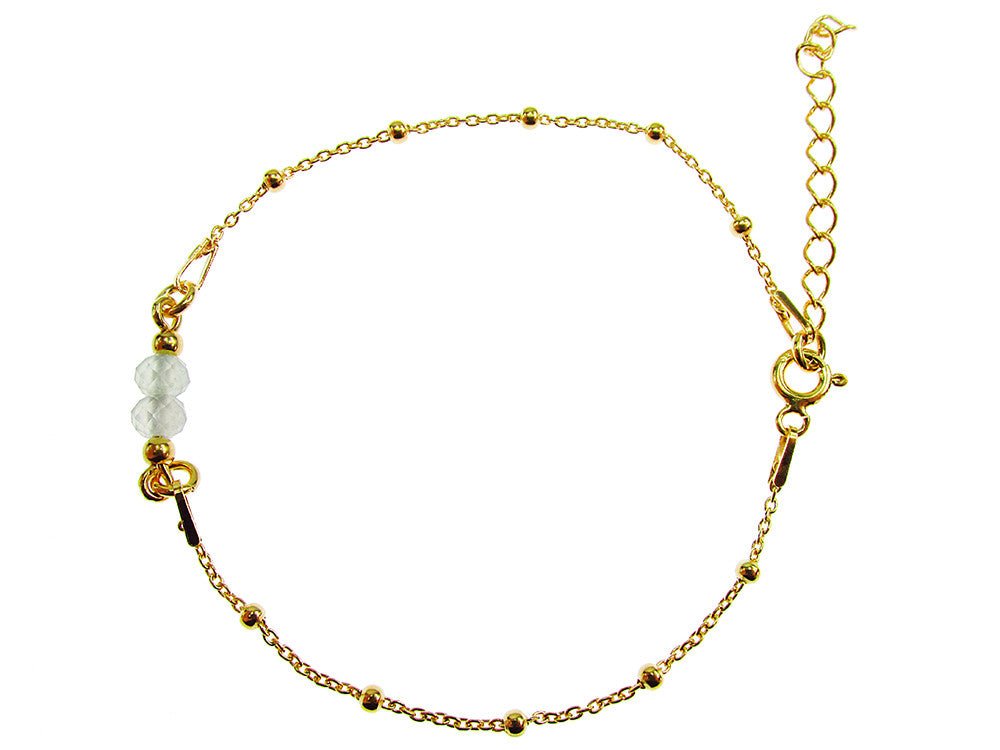 Bratara argint placata cu aur 24K si acvamarin natural - GlamBazaar.ro