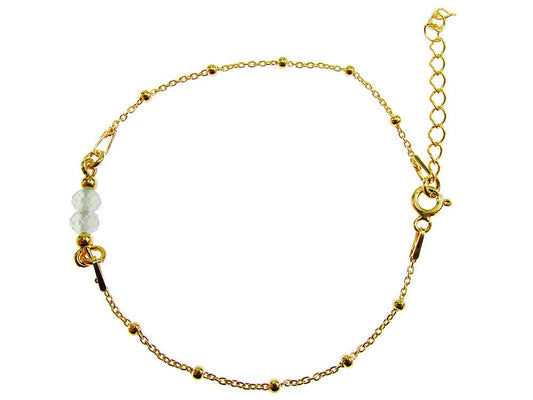 Bratara argint placata cu aur 24K si acvamarin natural - GlamBazaar.ro