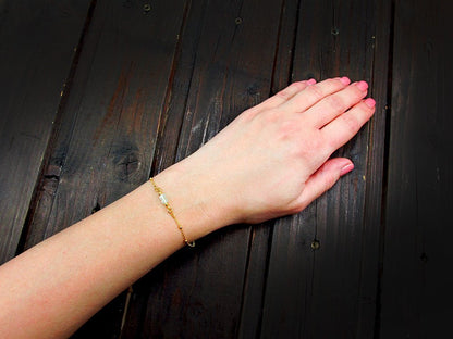 Bratara argint placata cu aur 24K si acvamarin natural - GlamBazaar.ro