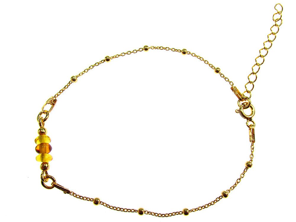 Bratara argint placata cu aur 24K si chihlimbar natural - GlamBazaar.ro