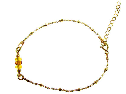 Bratara argint placata cu aur 24K si chihlimbar natural - GlamBazaar.ro