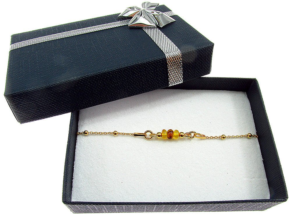 Bratara argint placata cu aur 24K si chihlimbar natural - GlamBazaar.ro